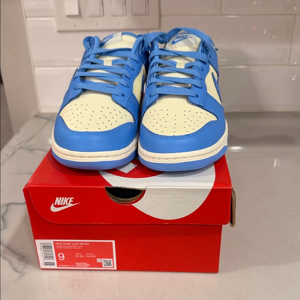 Nike Dunk Low Retro Sneakers - coconut milk/university blue (men's size 9) - Picture 2 of 3